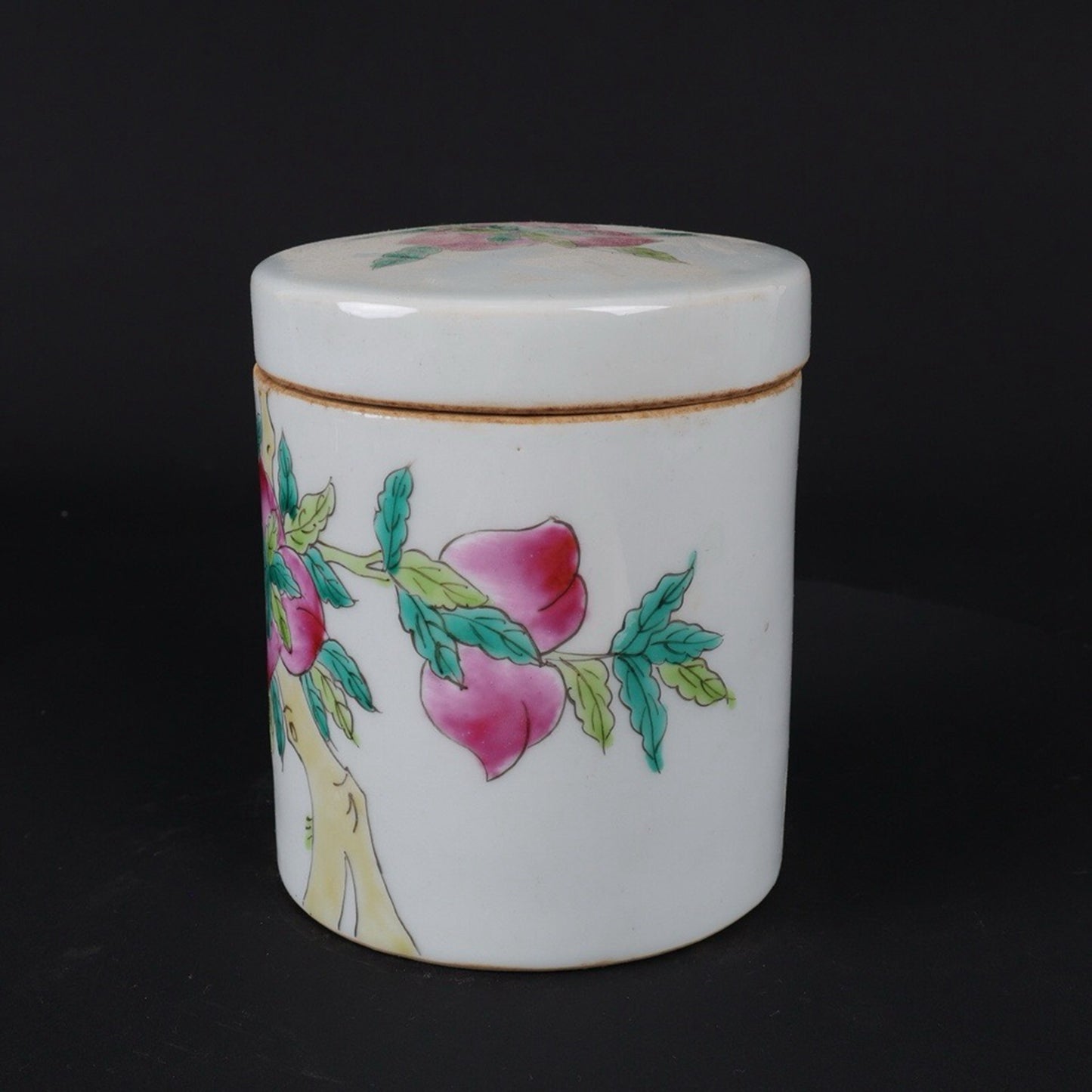 A pair of Republic of China pink nine peach patterned tea jars