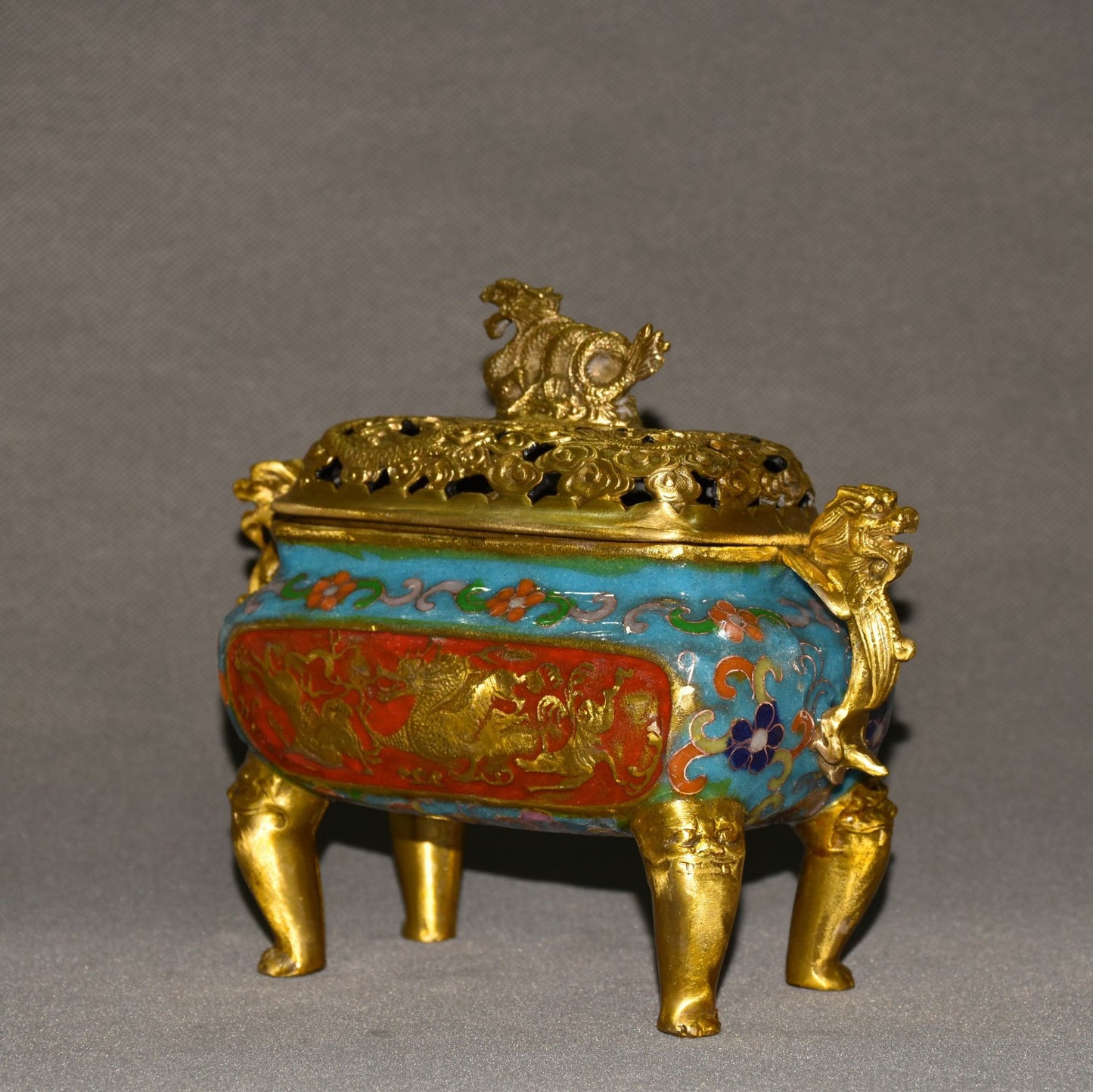Pure copper cloisonne incense burner ornament