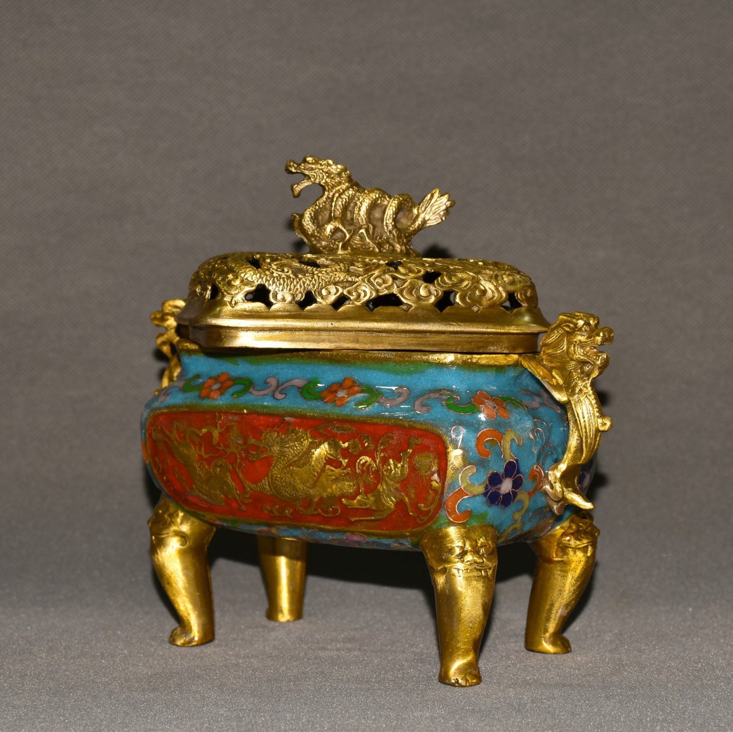 Pure copper cloisonne incense burner ornament