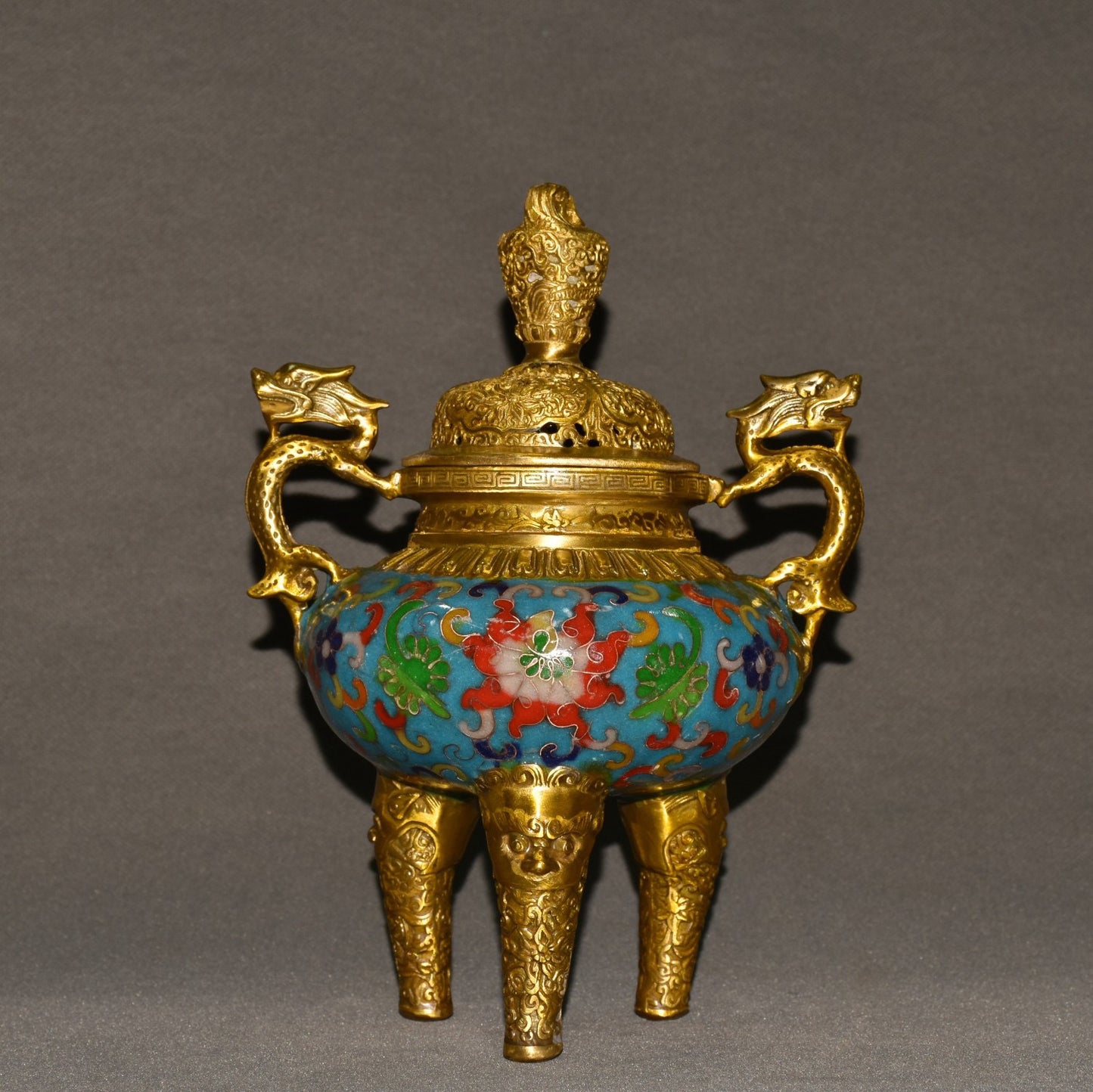 Pure copper cloisonne incense burner ornament
