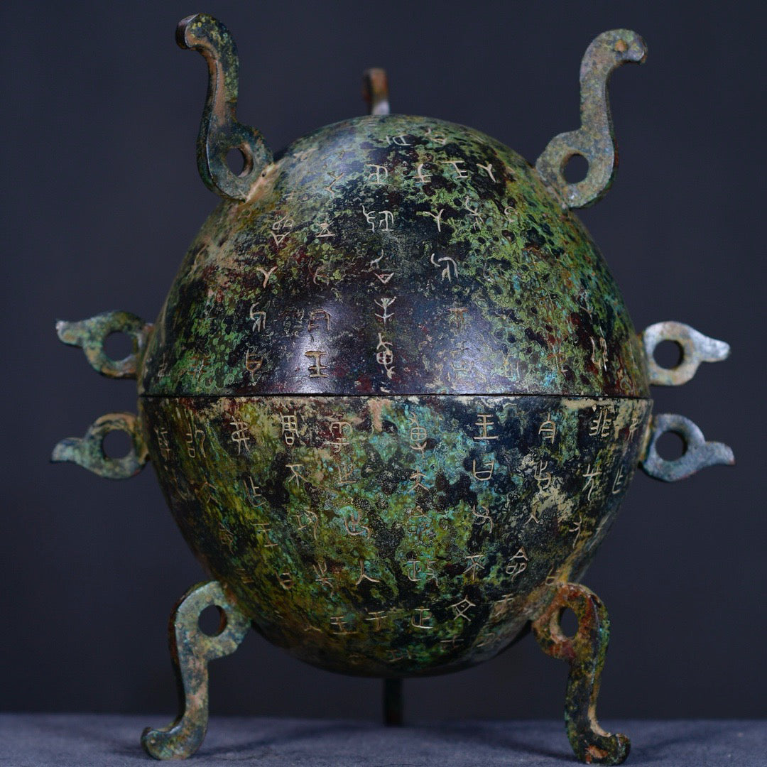 Chinese antique bronze watermelon tripod with three legs