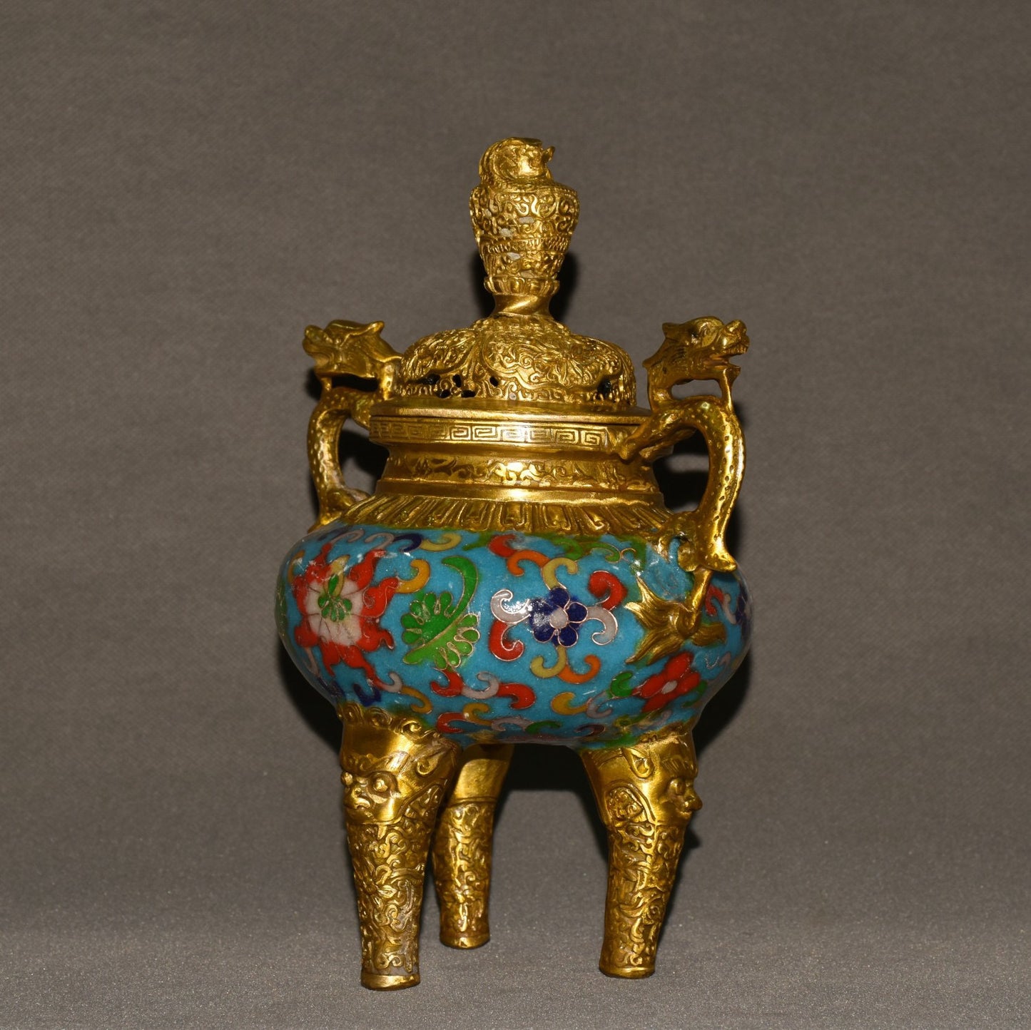 Pure copper cloisonne incense burner ornament