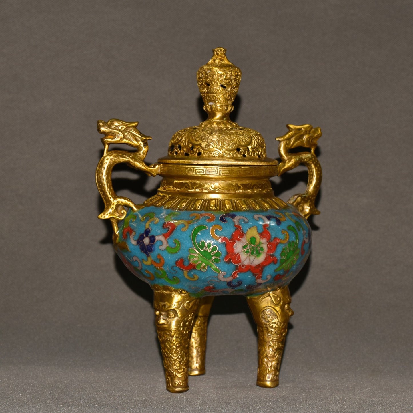 Pure copper cloisonne incense burner ornament