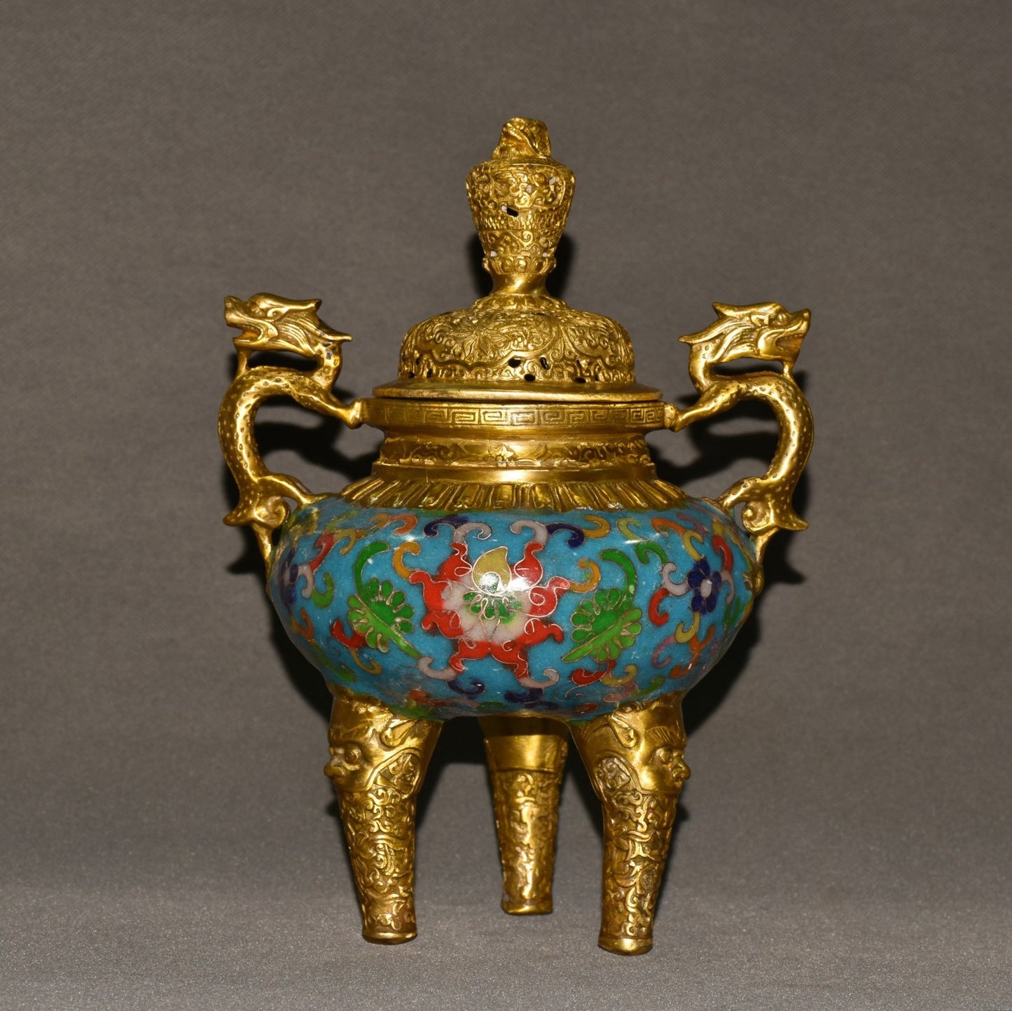 Pure copper cloisonne incense burner ornament
