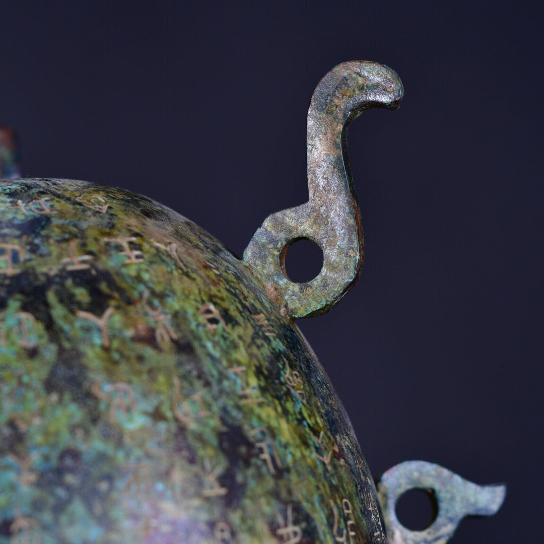 Chinese antique bronze watermelon tripod with three legs