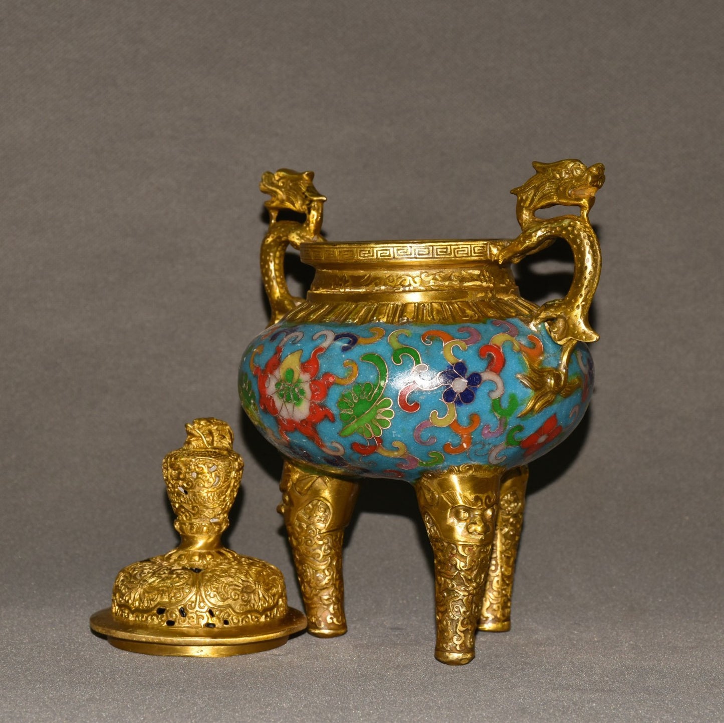 Pure copper cloisonne incense burner ornament