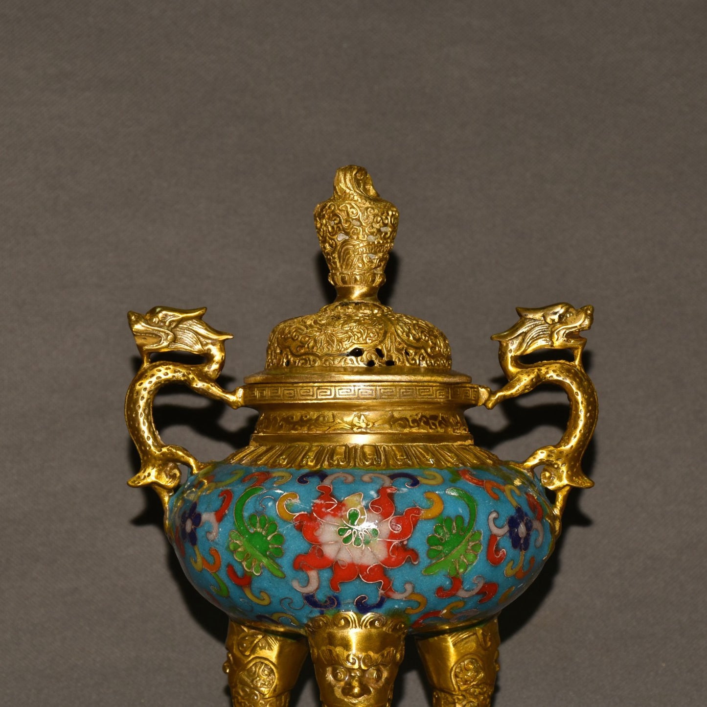 Pure copper cloisonne incense burner ornament