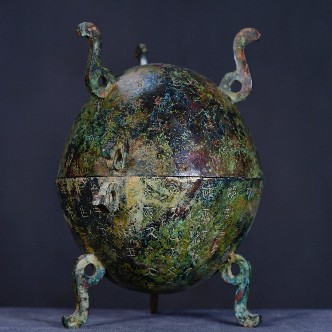 Chinese antique bronze watermelon tripod with three legs