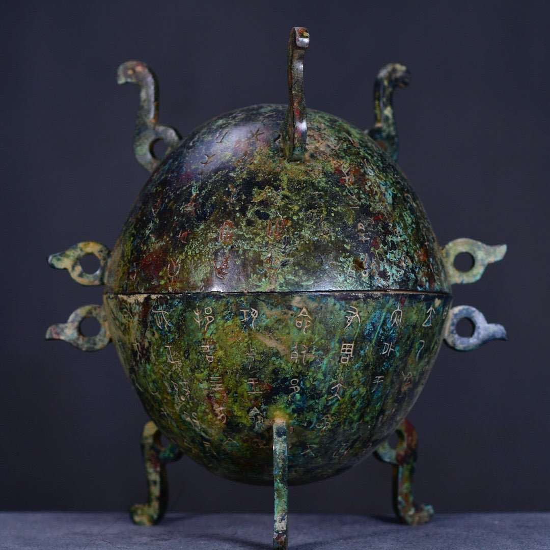 Chinese antique bronze watermelon tripod with three legs
