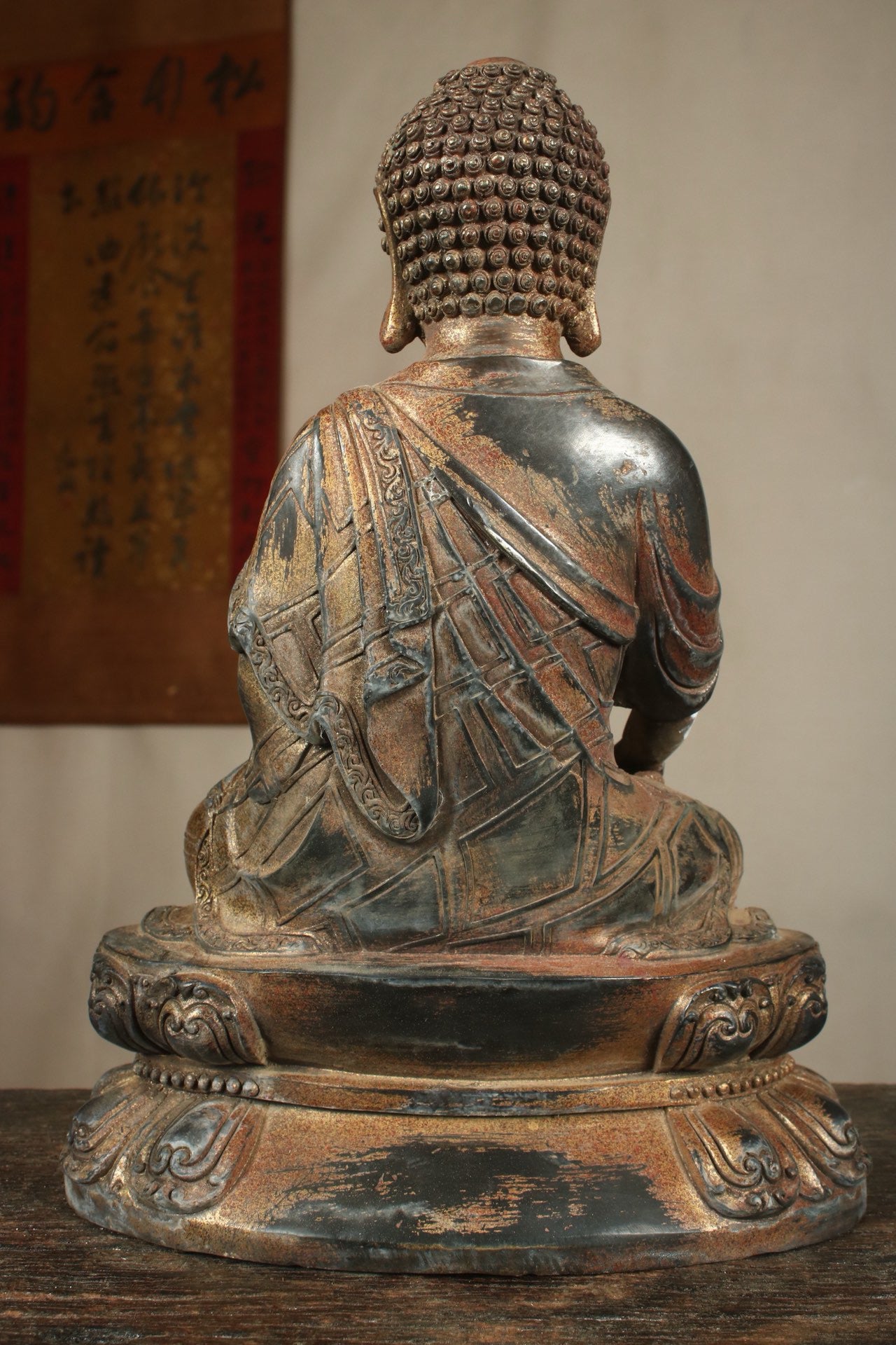 Chinese antique bronze gilded handcrafted statue of Shakyamuni Buddha