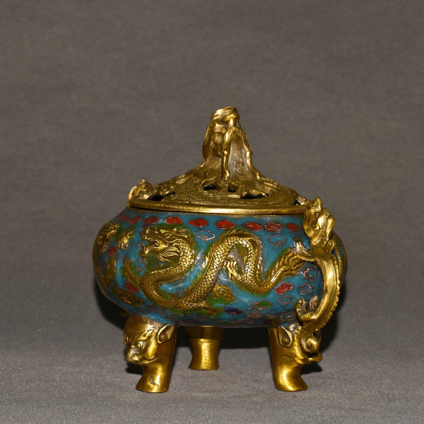 Pure copper cloisonne incense burner ornament