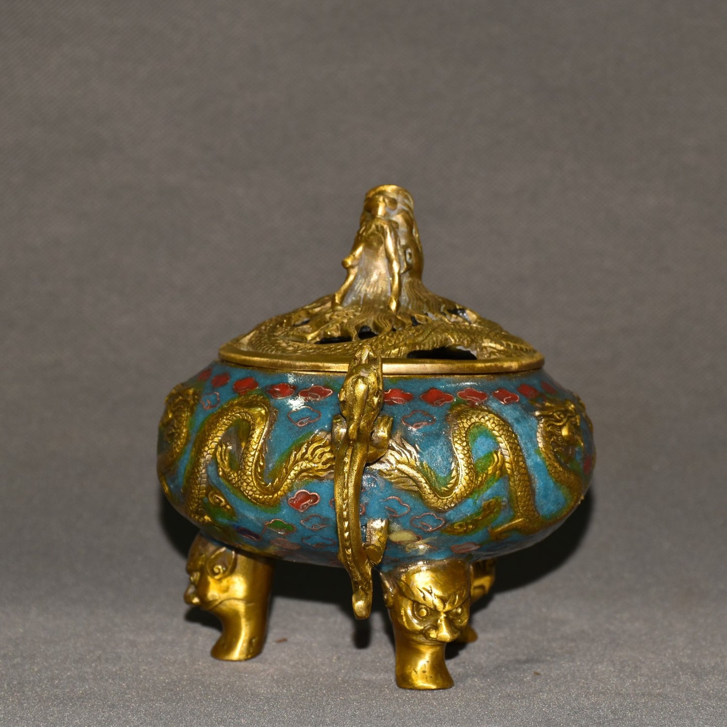 Pure copper cloisonne incense burner ornament
