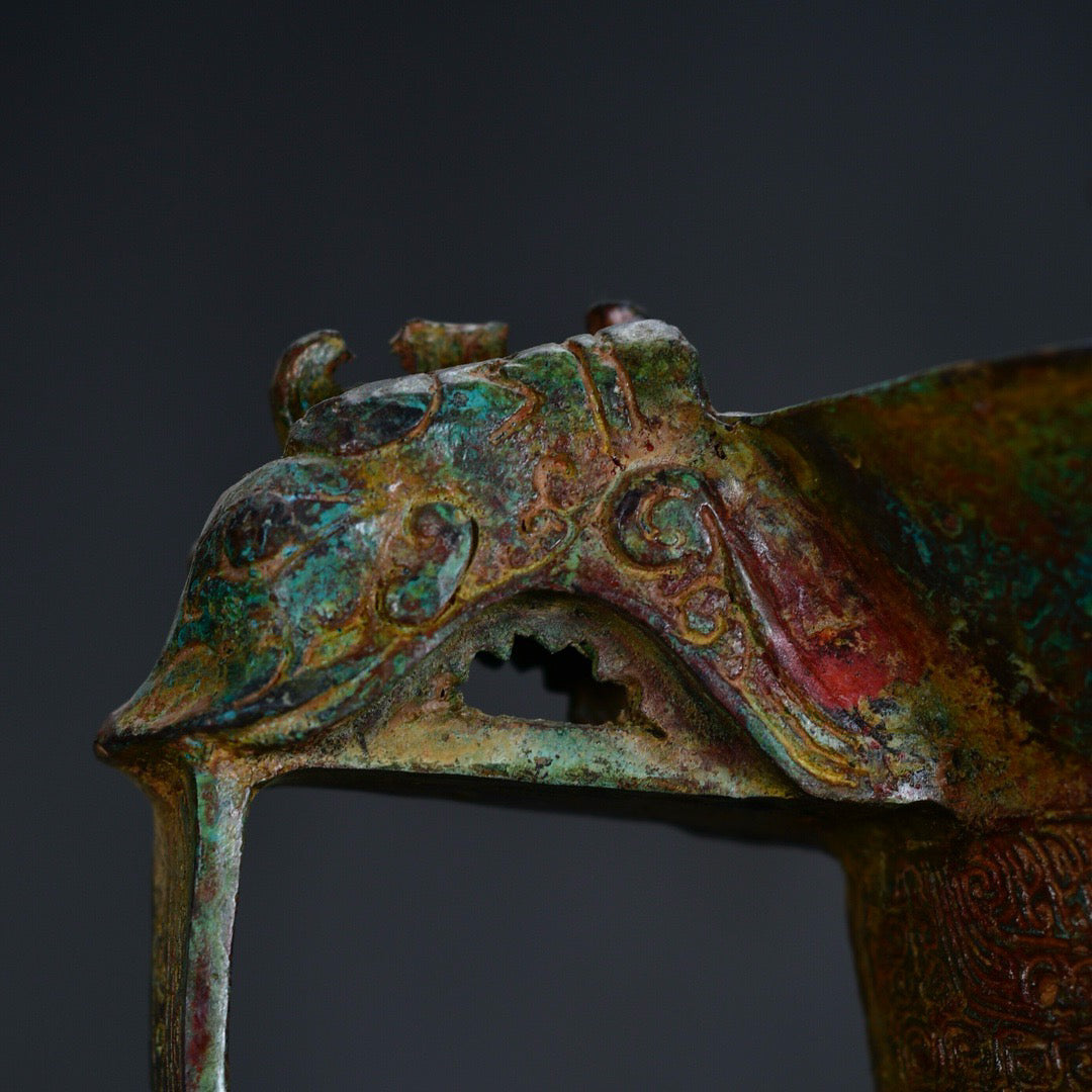 Chinese antique bronze three legged round vessel