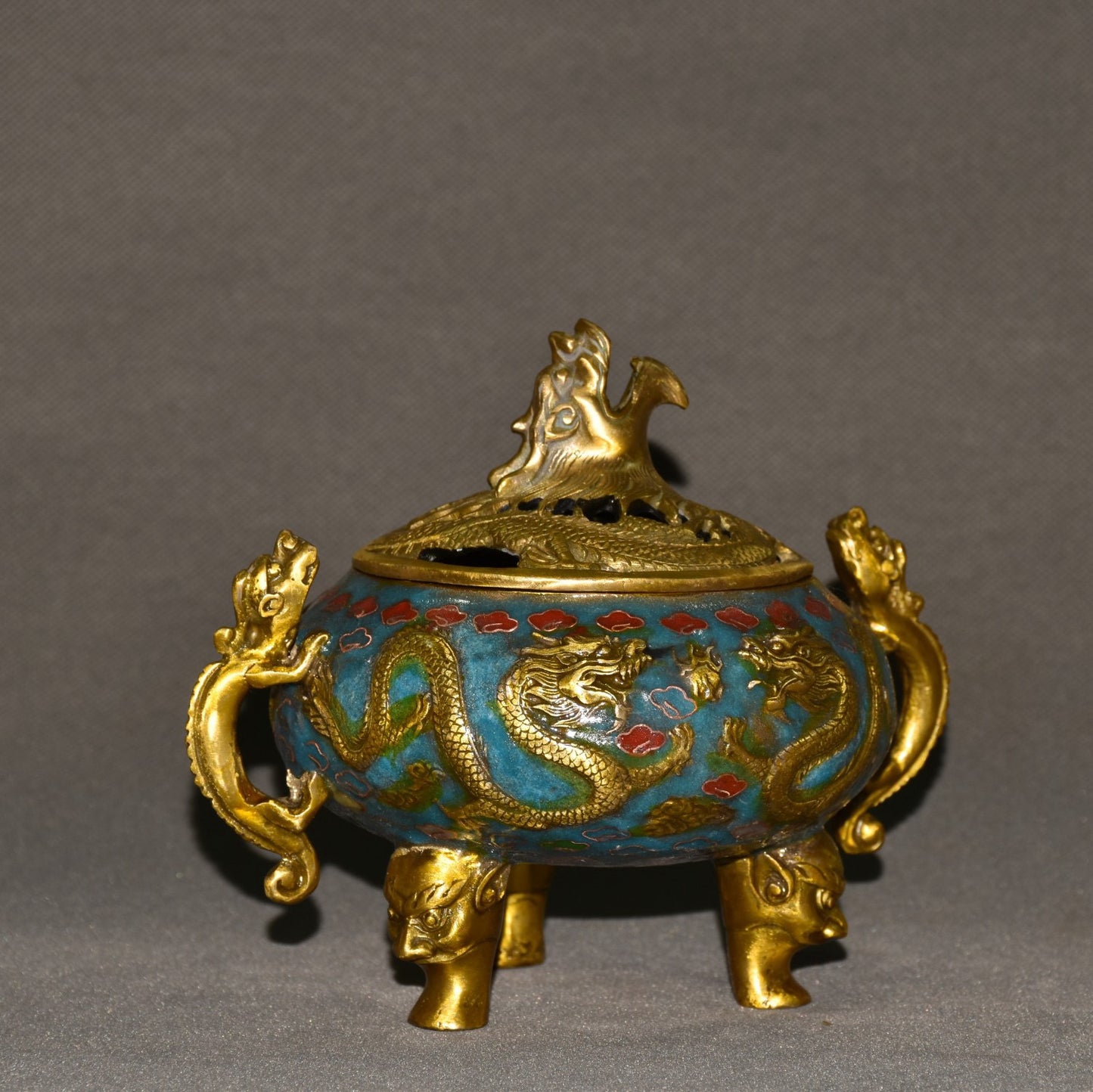 Pure copper cloisonne incense burner ornament
