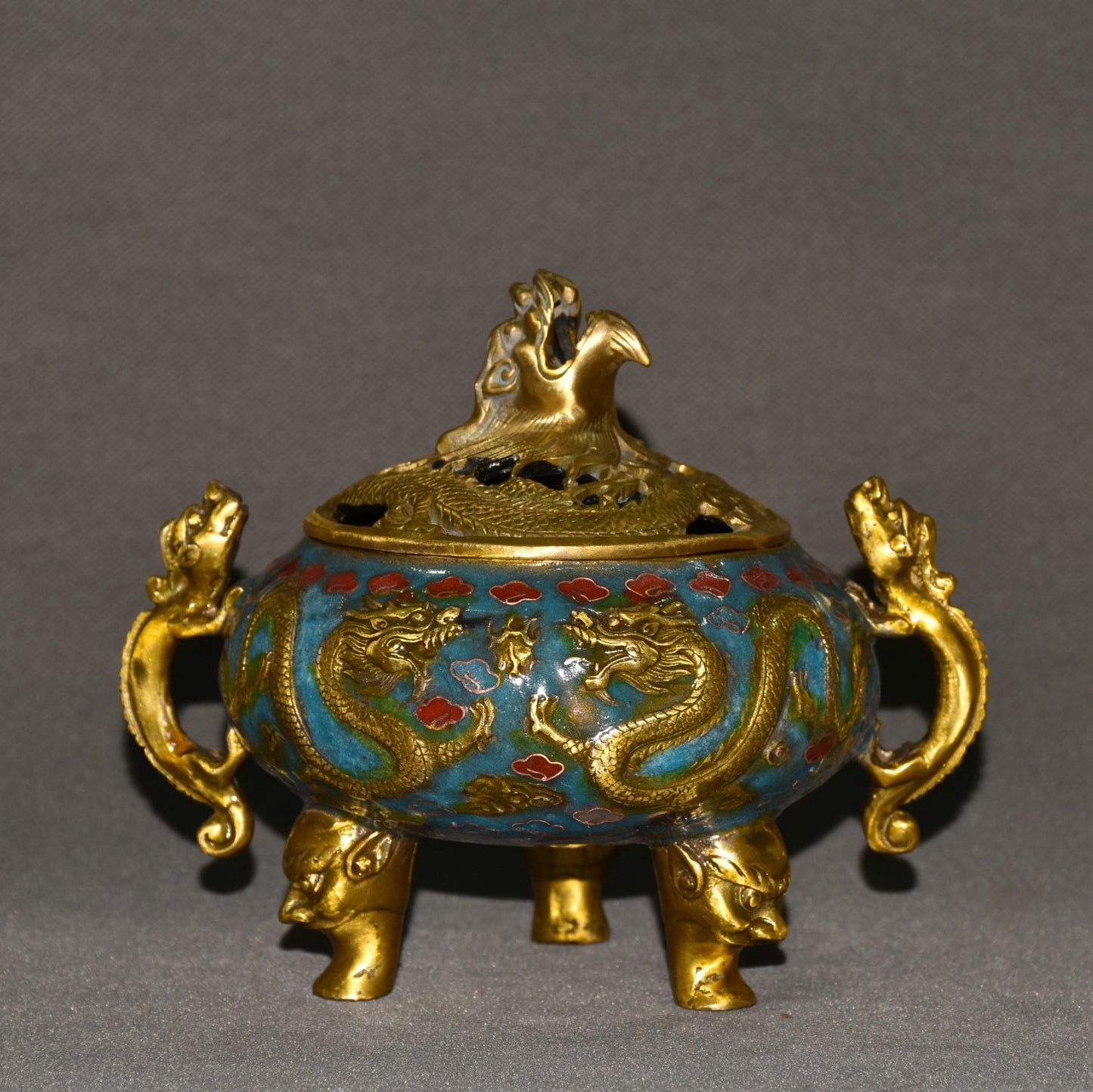 Pure copper cloisonne incense burner ornament