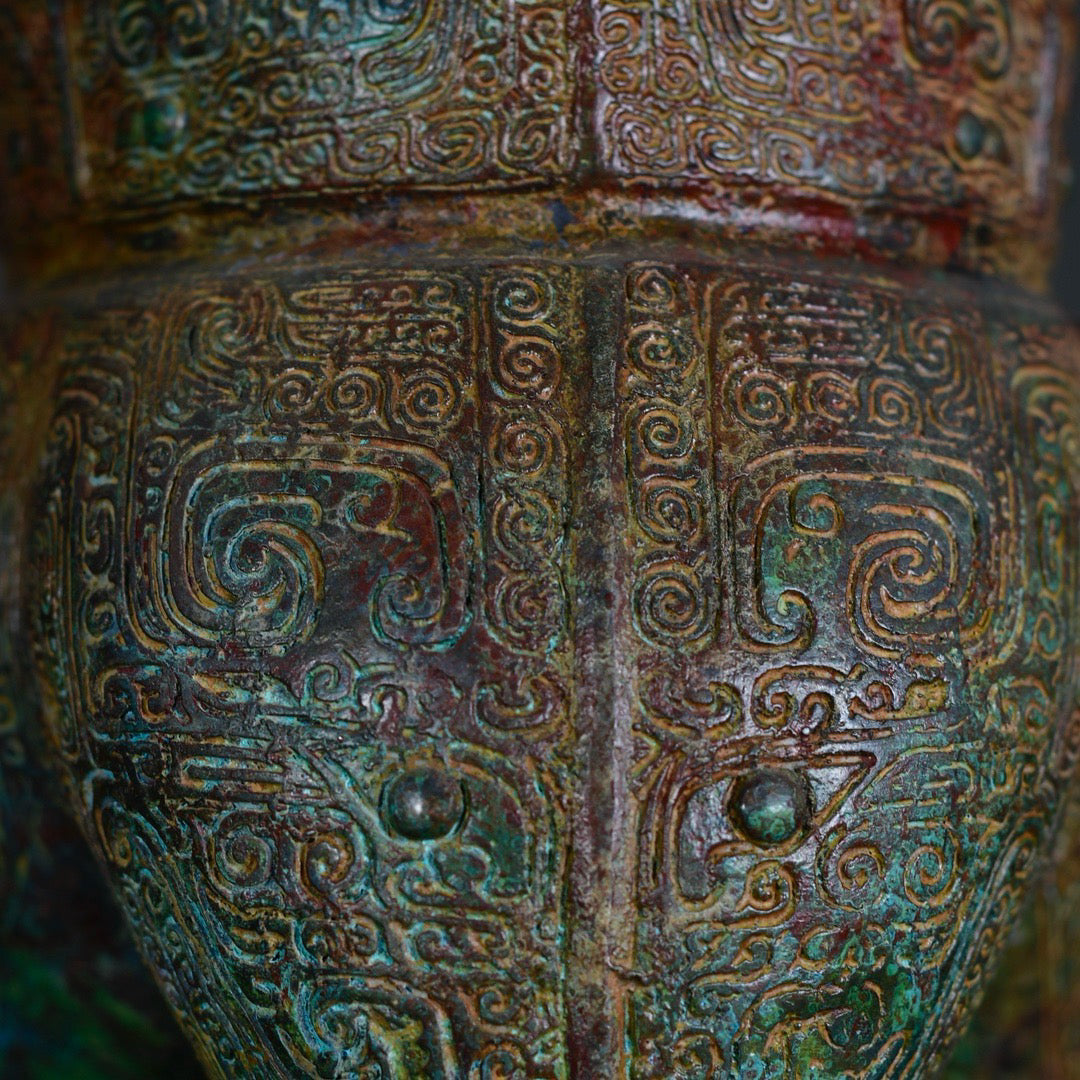 Chinese antique bronze three legged round vessel