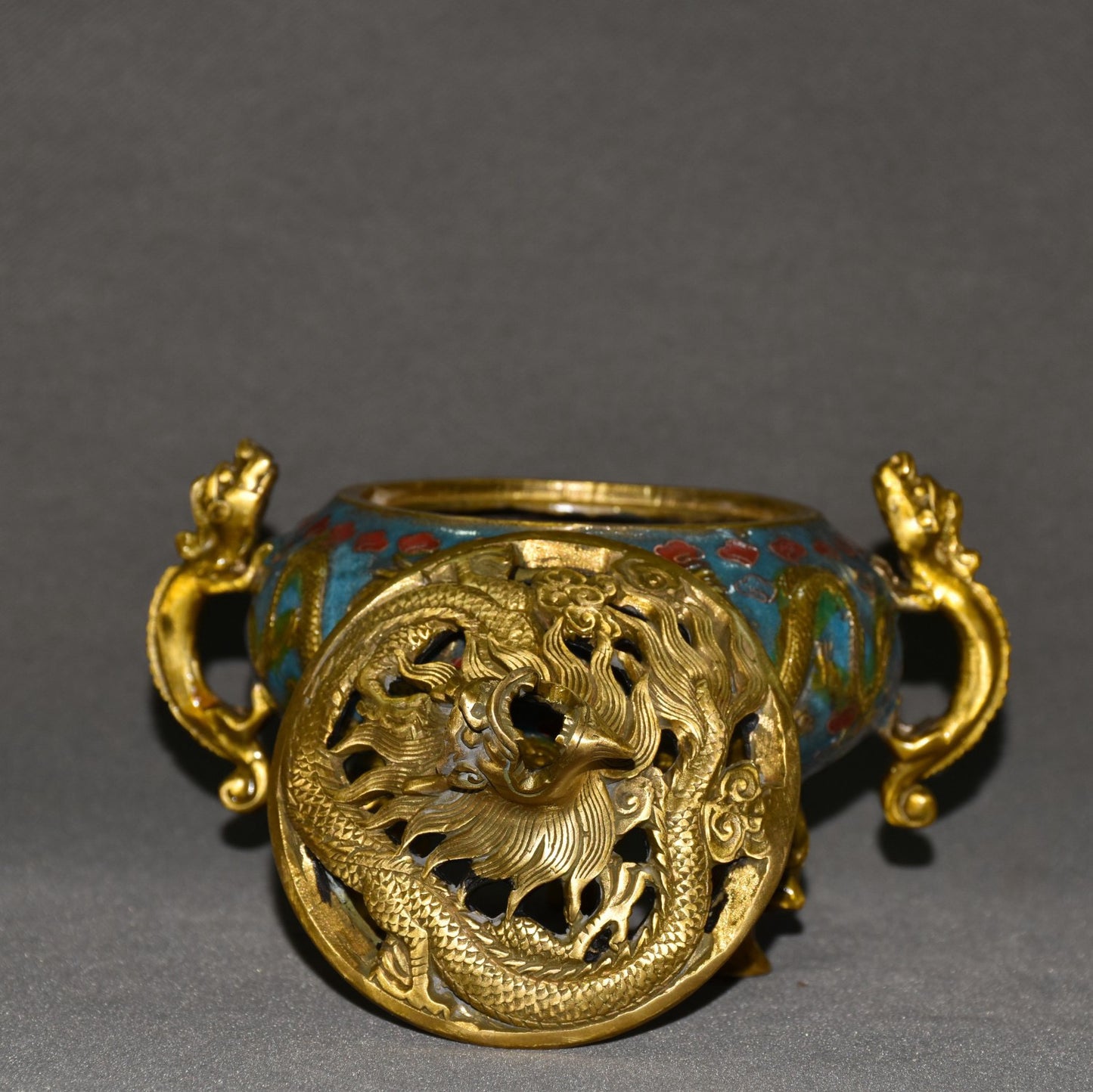 Pure copper cloisonne incense burner ornament