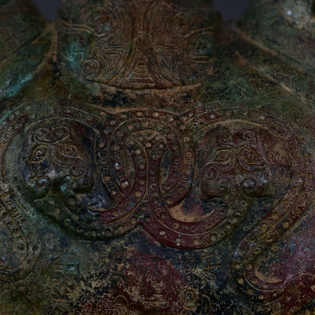 Chinese antique bronze twin sheep statue