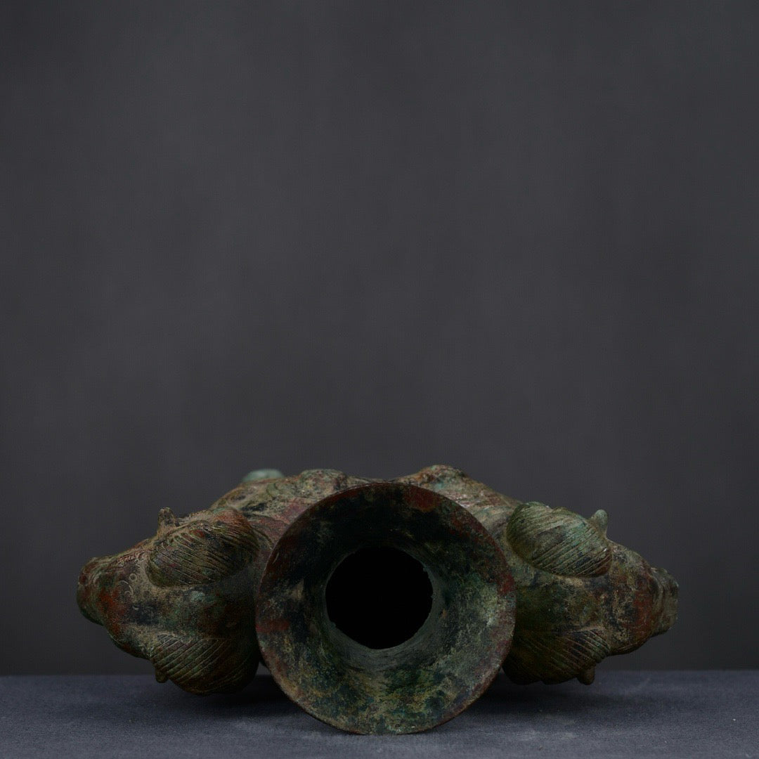 Chinese antique bronze twin sheep statue