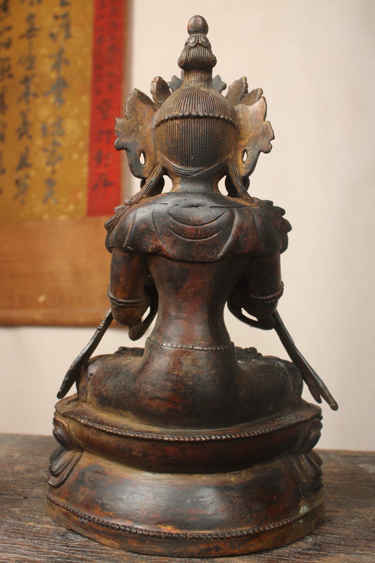 Chinese antique bronze gilded handmade statue of Maitreya passed down by hand