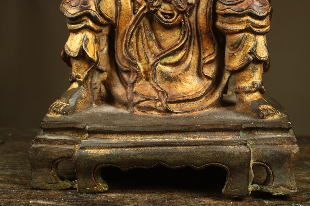 Chinese antique bronze gilded handmade statue of Nezha