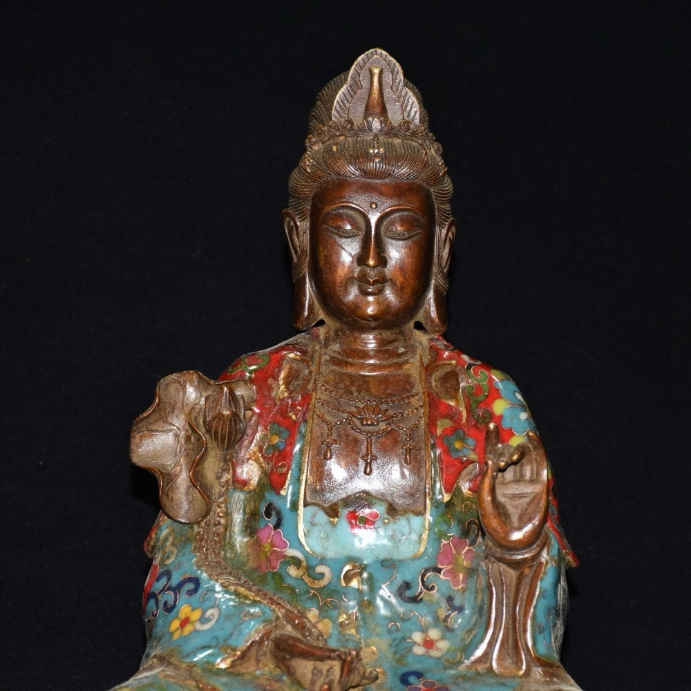 Pure copper cloisonne Guanyin ornaments