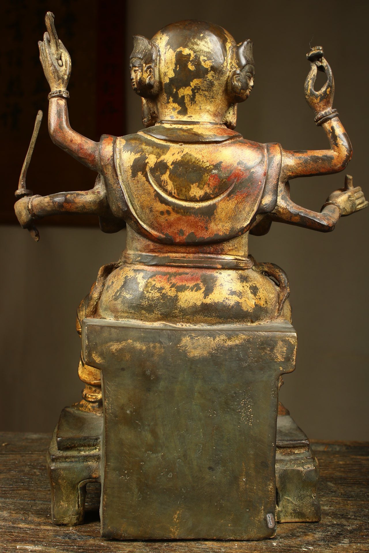 Chinese antique bronze gilded handmade statue of Nezha