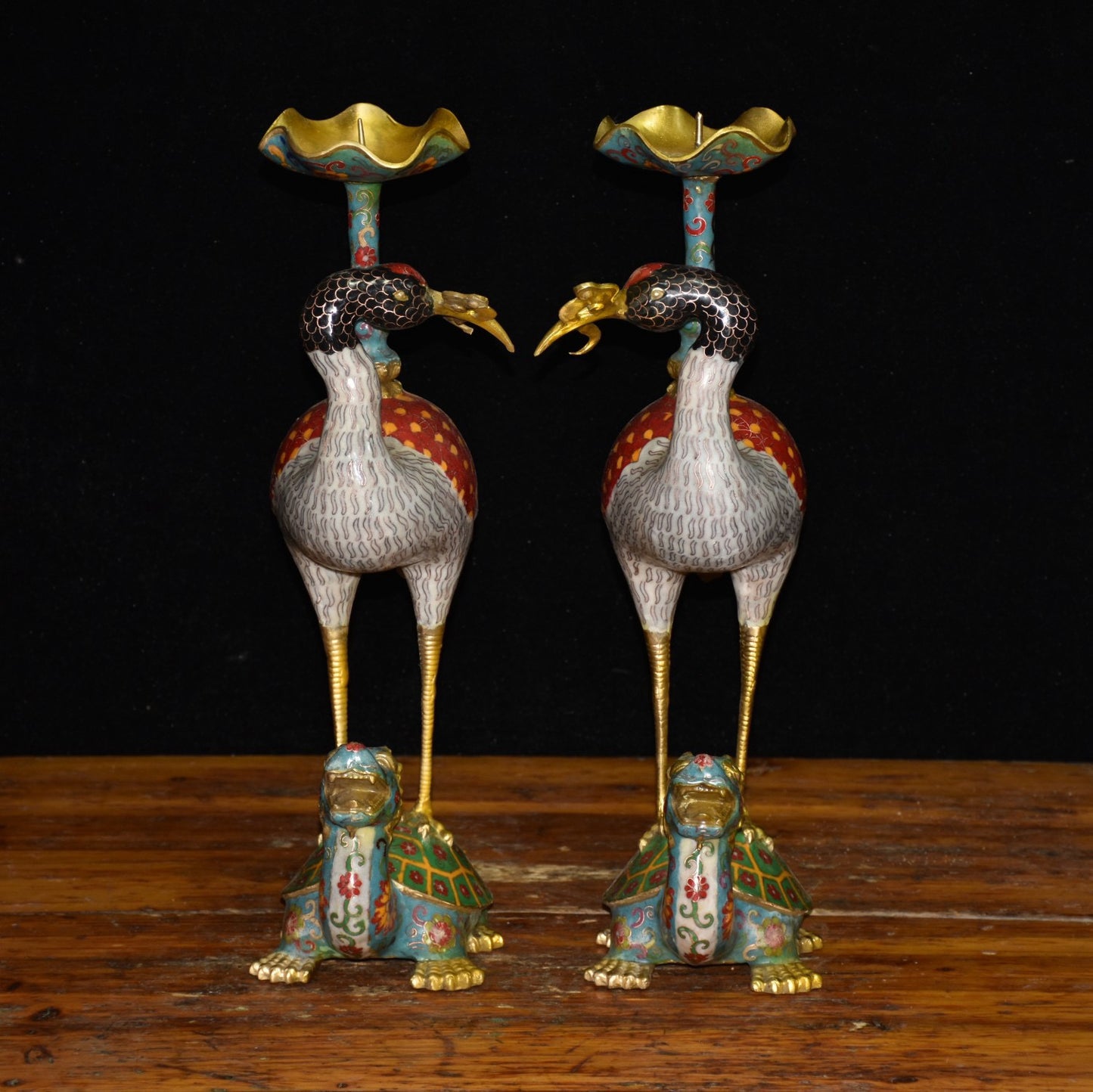 Pure copper cloisonne crane ornament