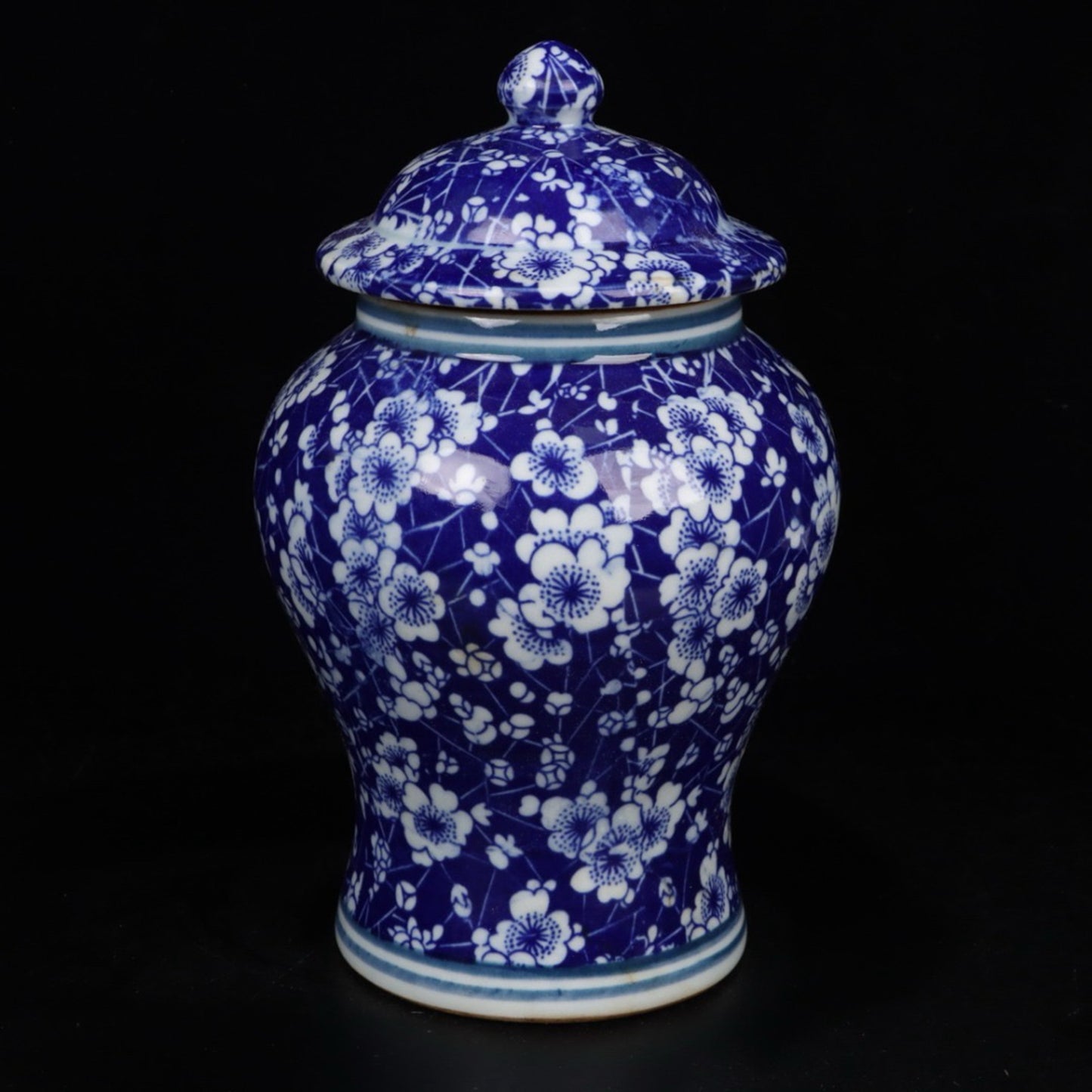 Blue and white ice plum patterned general jar