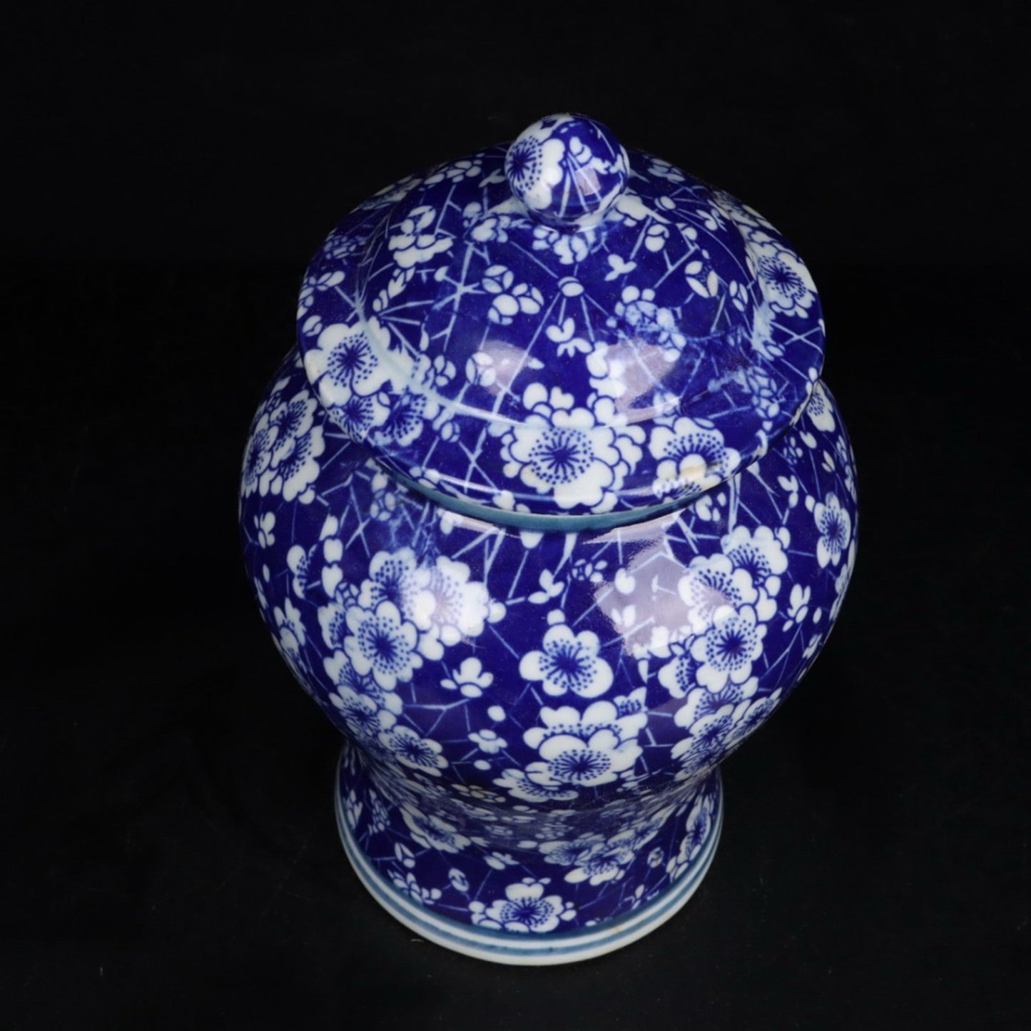 Blue and white ice plum patterned general jar