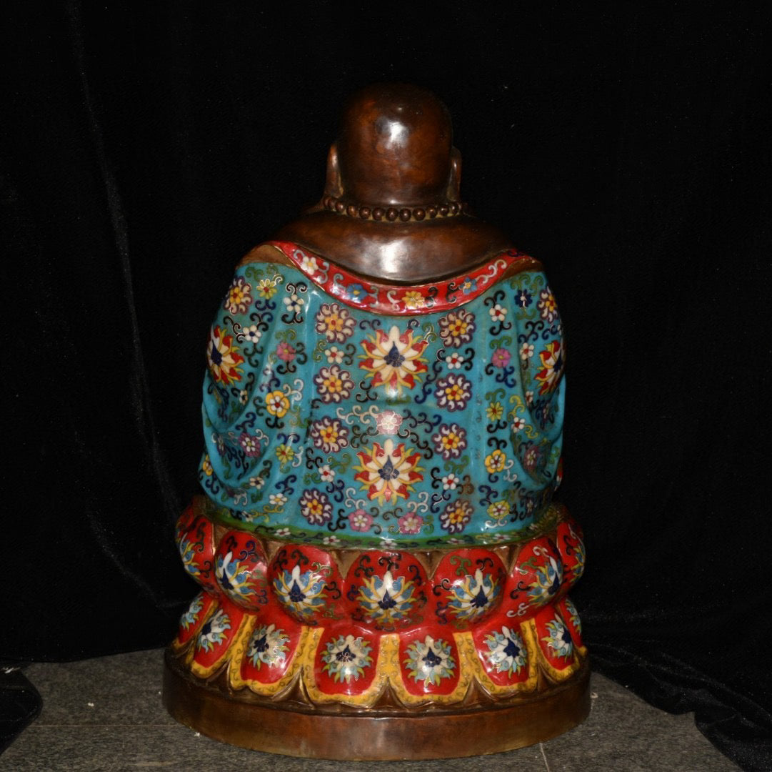 Pure copper cloisonne Maitreya Buddha statue ornament