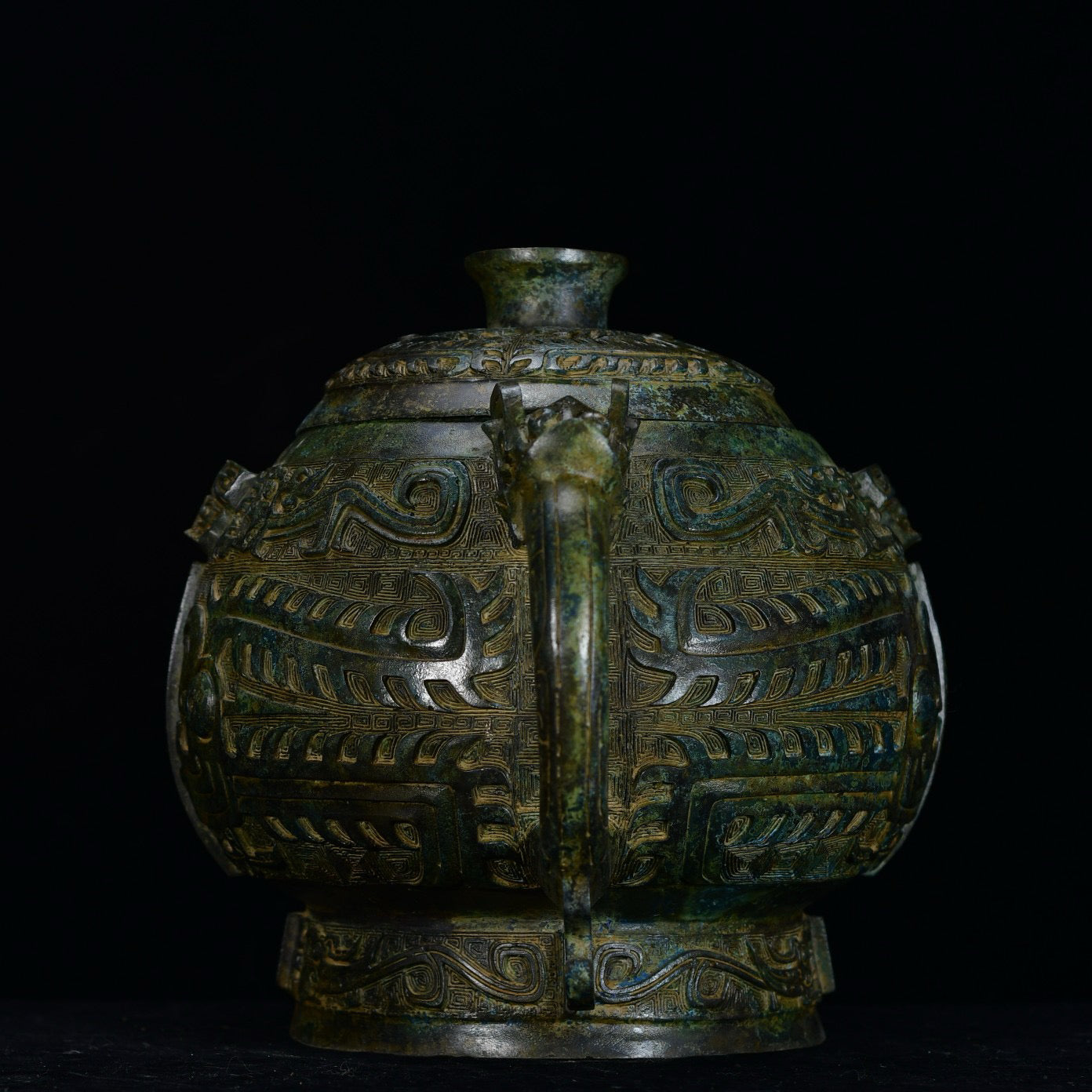 Chinese antique bronze Gui basin food utensil