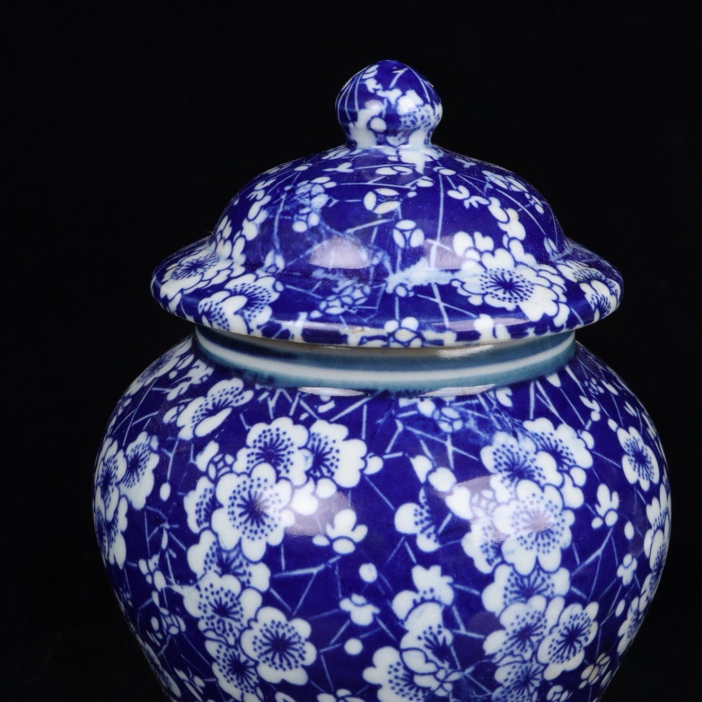 Blue and white ice plum patterned general jar