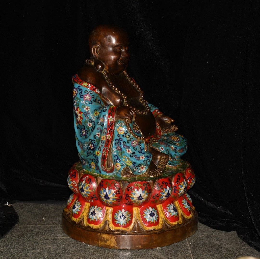 Pure copper cloisonne Maitreya Buddha statue ornament