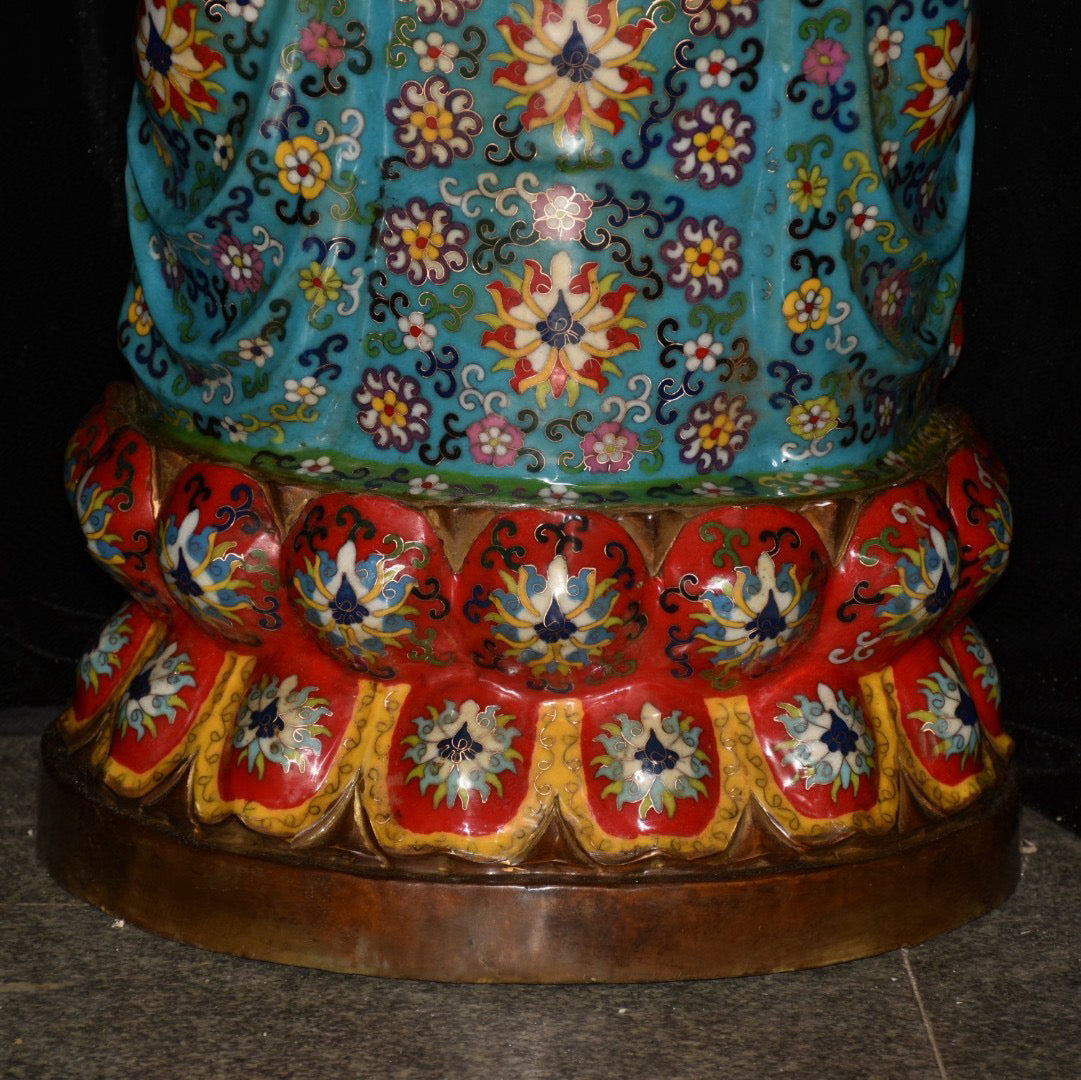 Pure copper cloisonne Maitreya Buddha statue ornament