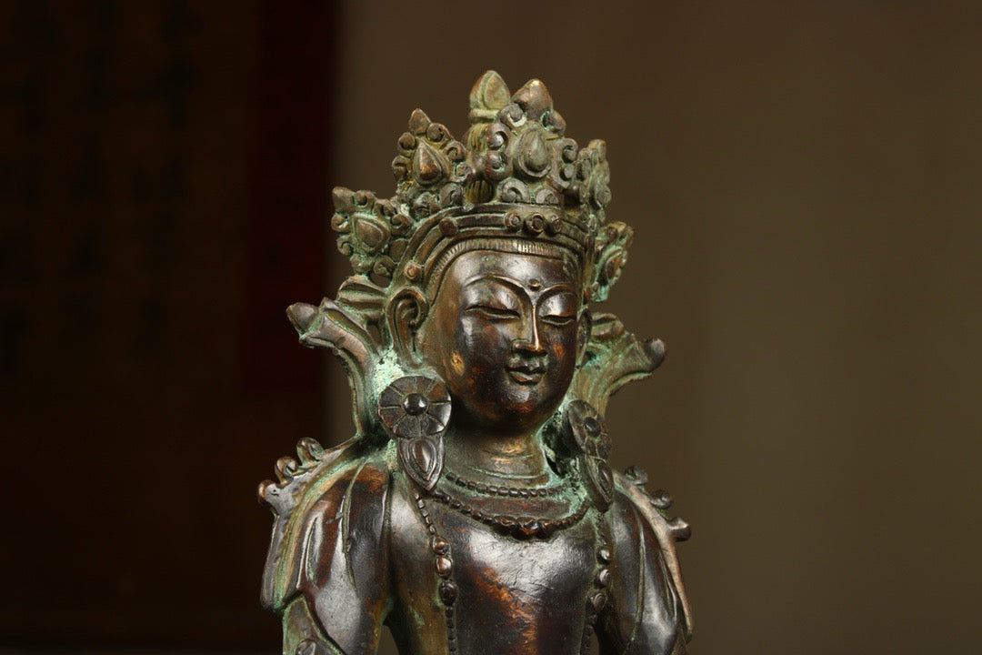 Chinese antique bronze gilded handmade statue of longevity Buddha