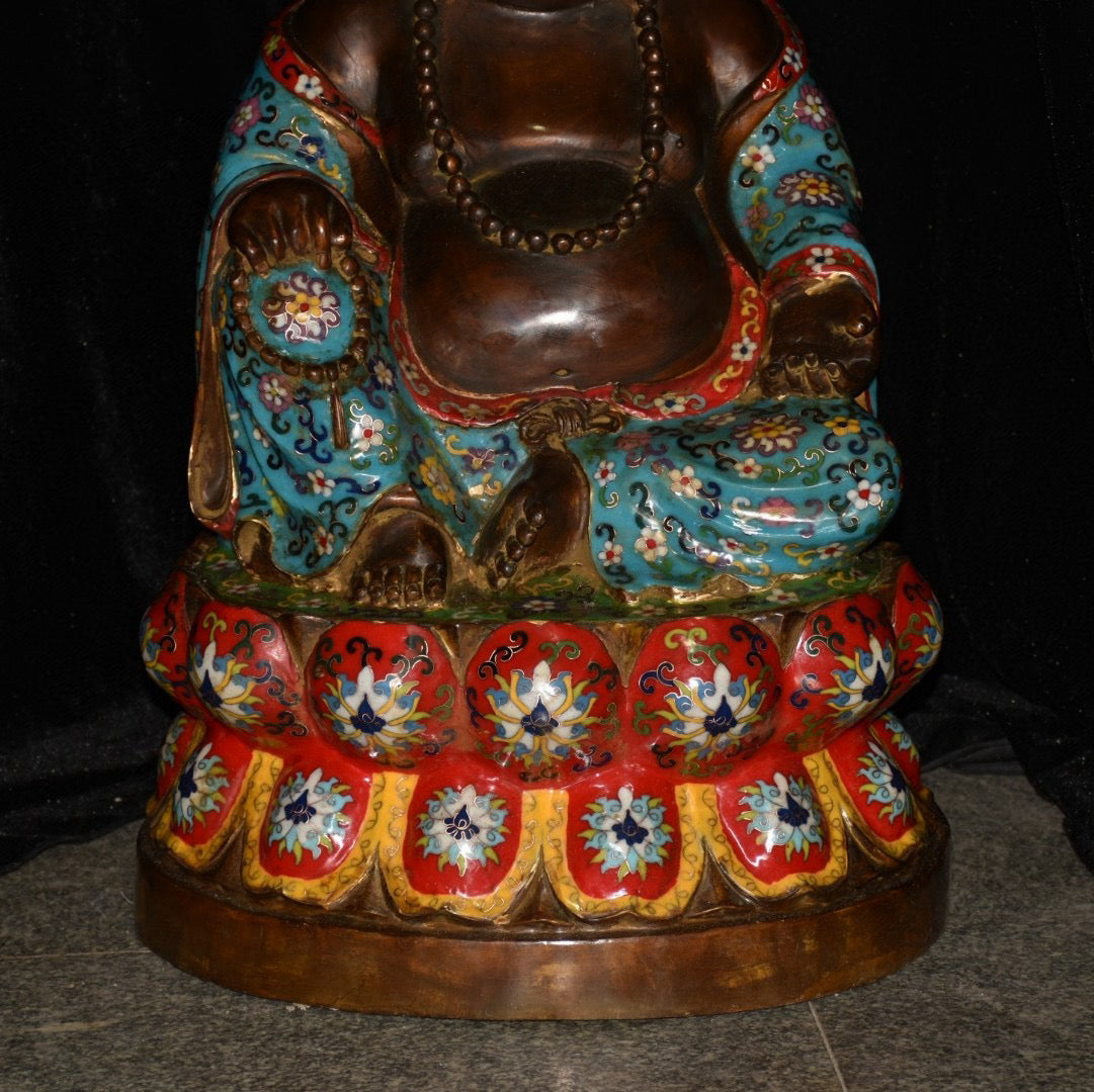 Pure copper cloisonne Maitreya Buddha statue ornament