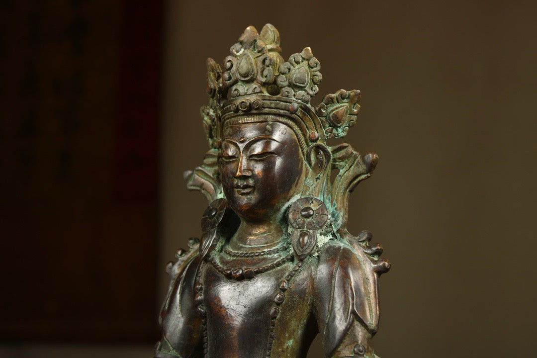 Chinese antique bronze gilded handmade statue of longevity Buddha