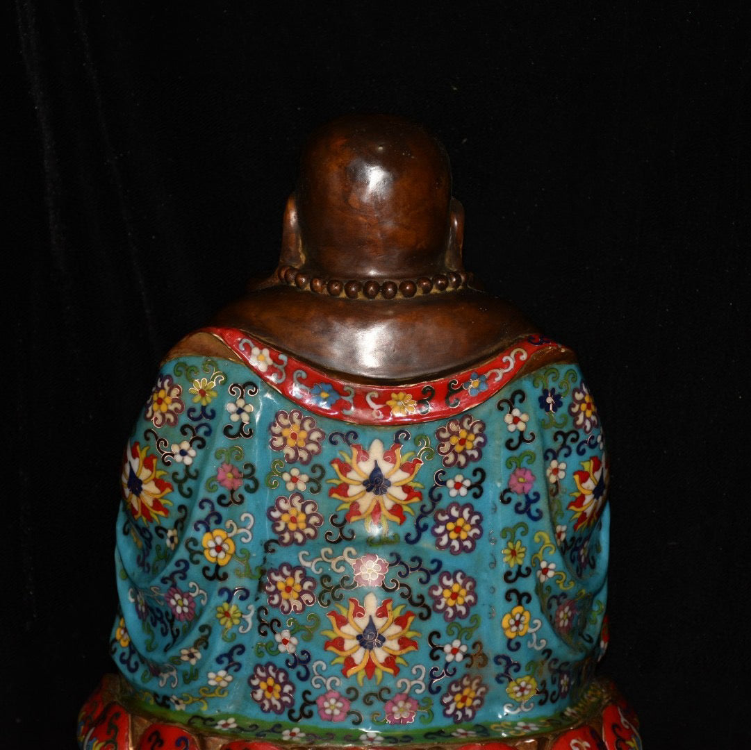 Pure copper cloisonne Maitreya Buddha statue ornament