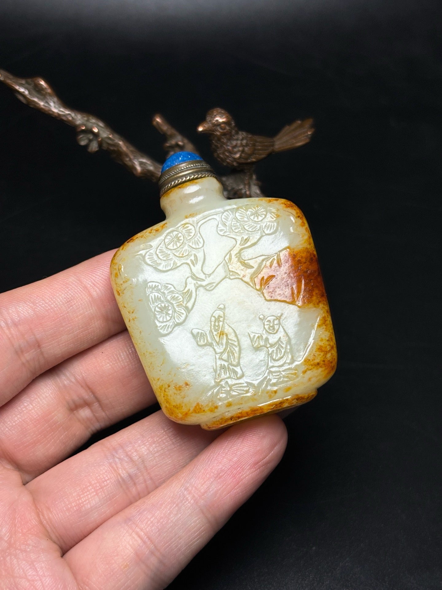 Exquisite Hotan Jade Snuff Bottle