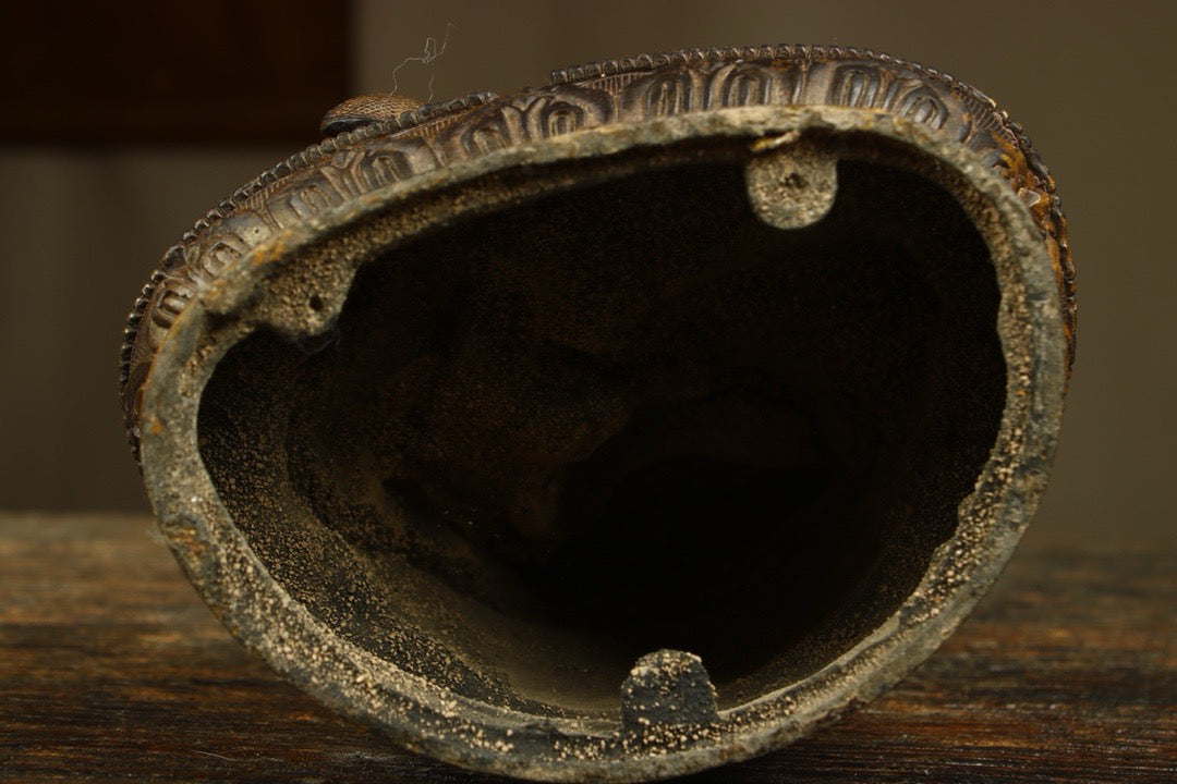 Chinese antique bronze gilded handmade lotus flower statue