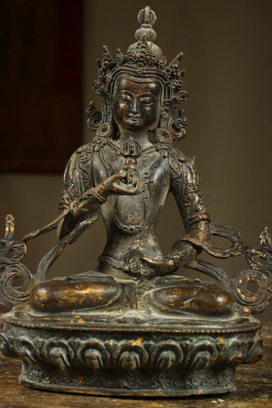 Chinese antique bronze gilded handmade statue of a Diamond Saddle