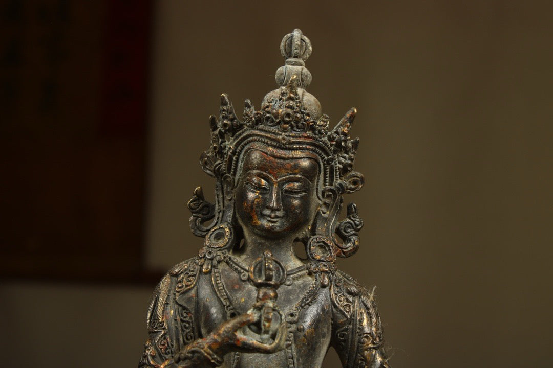 Chinese antique bronze gilded handmade statue of a Diamond Saddle