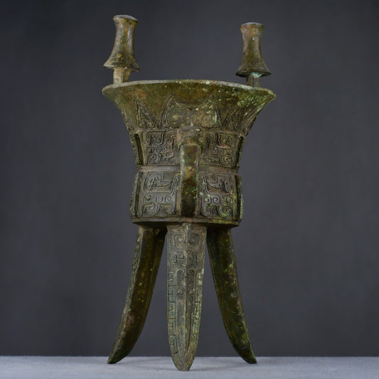 Chinese antique bronze three legged round vessel