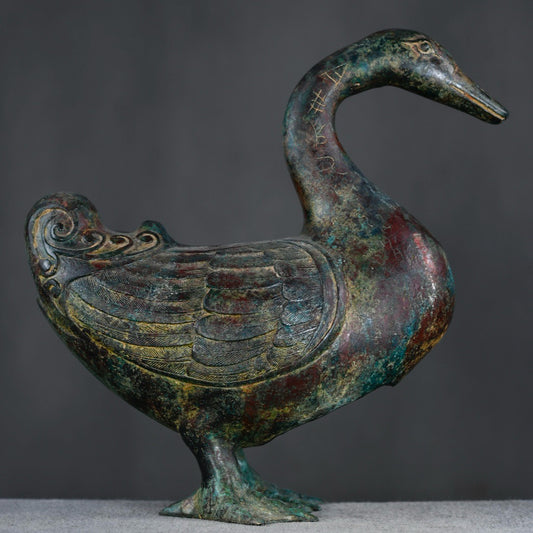 Chinese antique bronze duck statue
