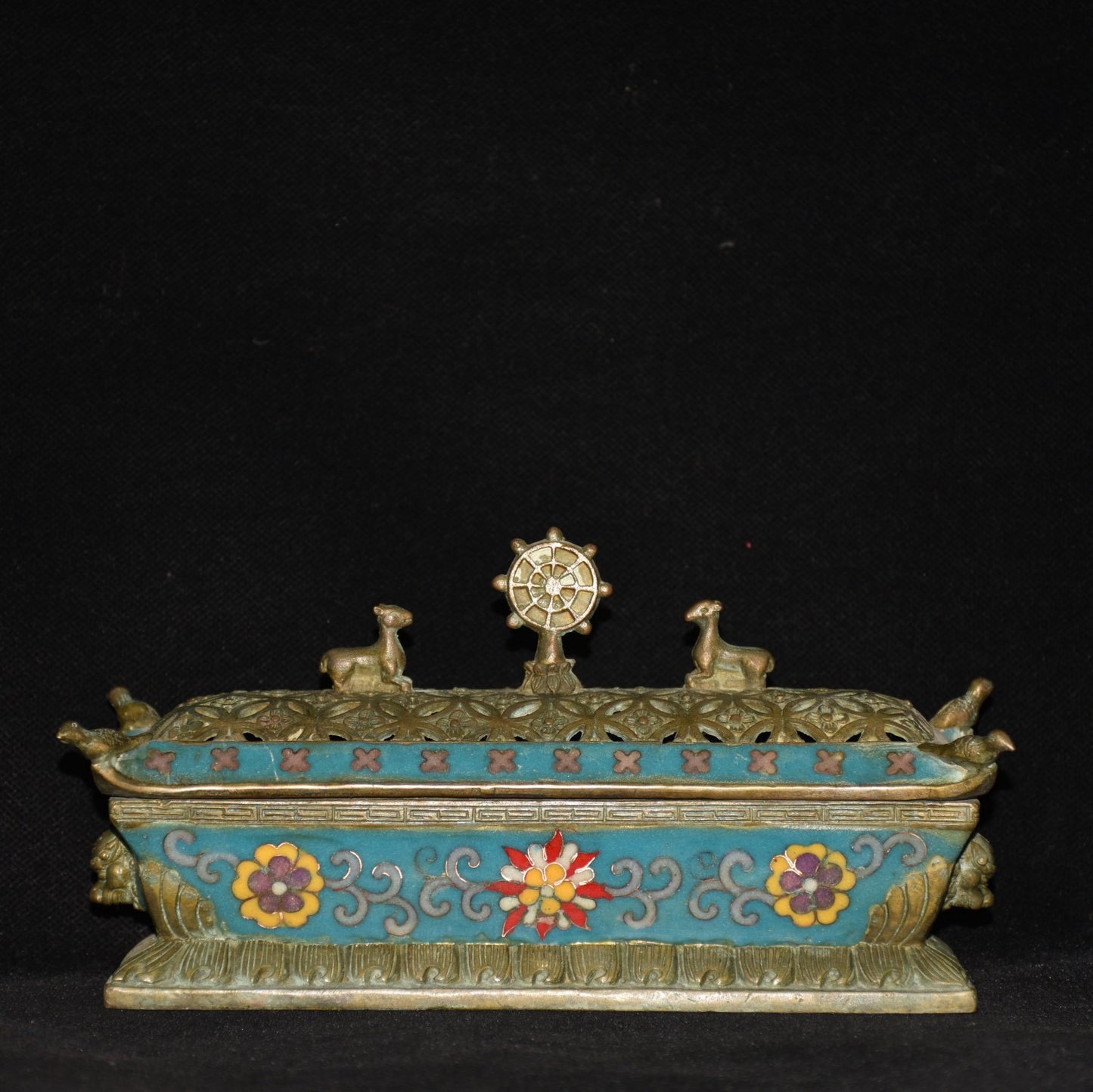 Pure copper cloisonne incense burner ornament