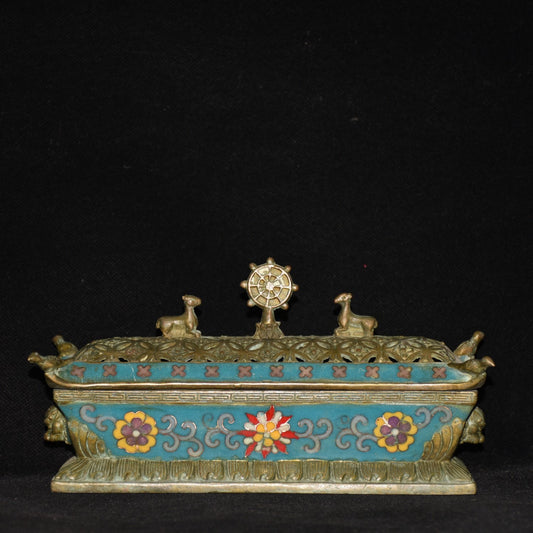 Pure copper cloisonne incense burner ornament