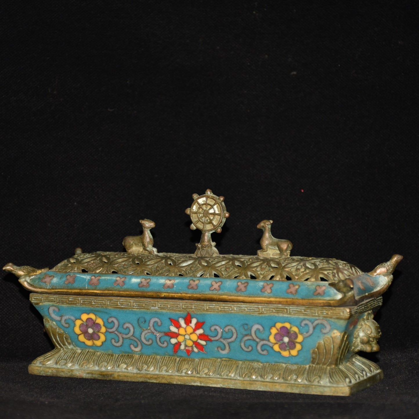 Pure copper cloisonne incense burner ornament