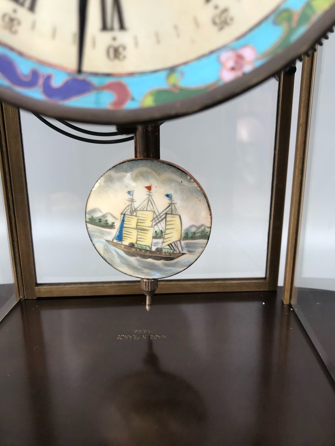 Enamel colored mechanical ancient clock