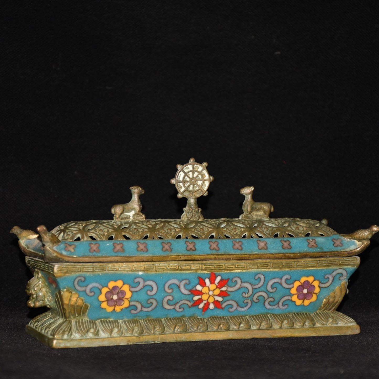 Pure copper cloisonne incense burner ornament
